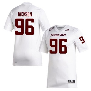 Nathan Jackson Aggies Men's College Football #96 Stitched Jerseys - White