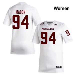 Nathan Mabon TAMU Women's Game #94 College Football Jersey - White