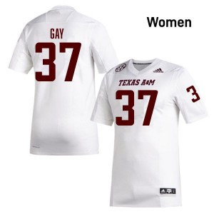 Peyton Gay Texas A&M Aggies Women Replica College Football #37 Jersey - White
