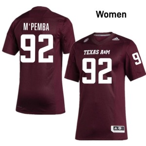 Sam M'Pemba Texas A&M Aggies #92 College Football Women's Replica Jerseys - Maroon