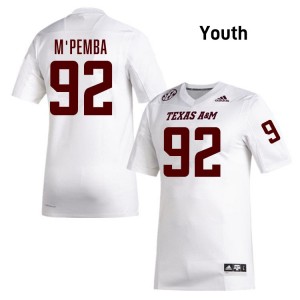 Sam M'Pemba TAMU #92 Stitched College Football Youth Jersey - White