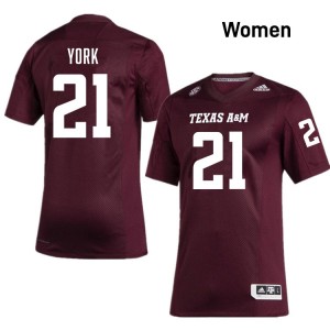 Taurean York TAMU Player Womens #21 College Football Jerseys - Maroon