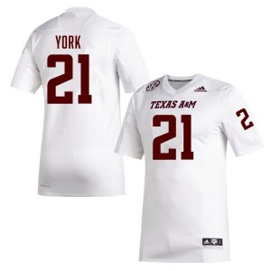 Taurean York Texas A&M University College Football University Men's #21 Jerseys - White