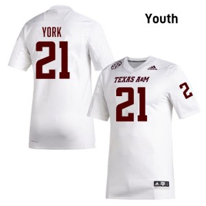 Taurean York Texas A&M Aggies Youth College Football Replica #21 Jersey - White