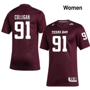 Tommy Colligan TAMU College Football #91 Limited Women Jersey - Maroon