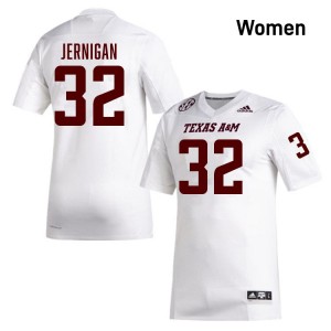 Tristan Jernigan Texas A&M Aggies #32 Embroidery Women's College Football Jerseys - White