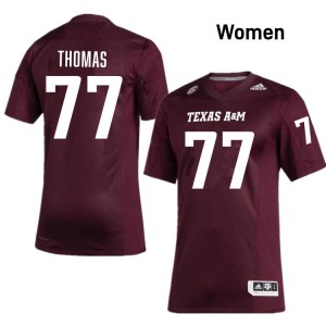 Tyler Thomas TAMU College Football Replica #77 Womens Jerseys - Maroon