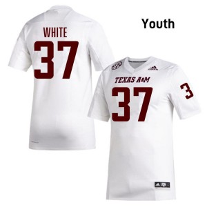 Tyler White TAMU NCAA College Football #37 Youth Jerseys - White