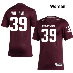 Whitaker Williams Texas A&M NCAA #39 College Football Womens Jerseys - Maroon