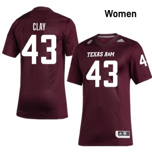 Zachary Clay Aggies Women's College Football #43 Stitched Jerseys - Maroon