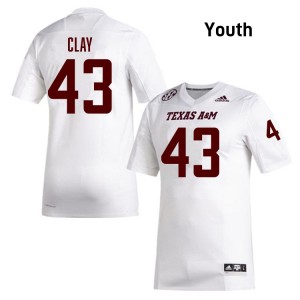 Zachary Clay Texas A&M University College Football 2025 Youth #43 Jerseys - White